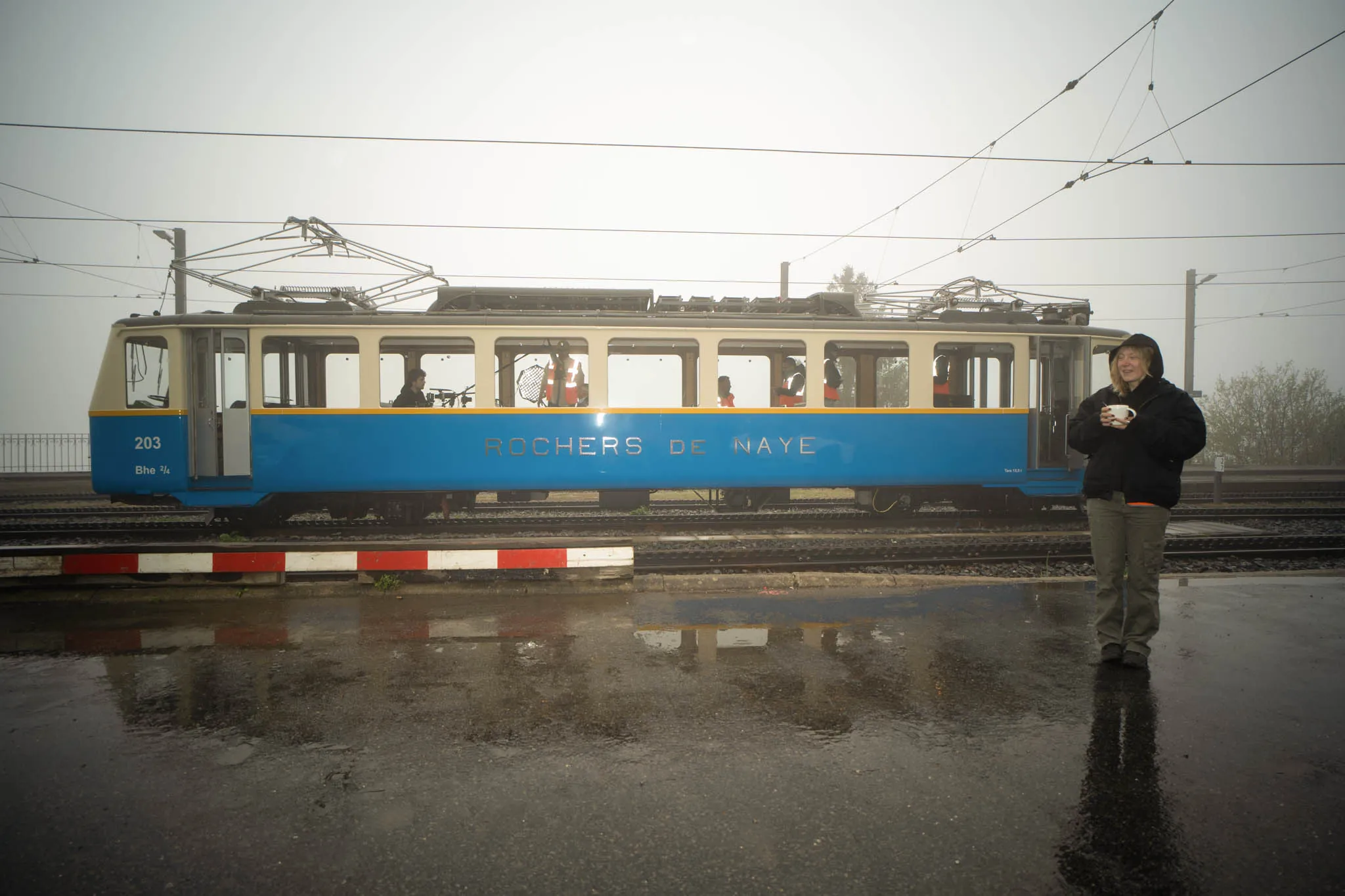 Le train des Rochers-de-Naye, lieu d'une interview pour le documentaire.